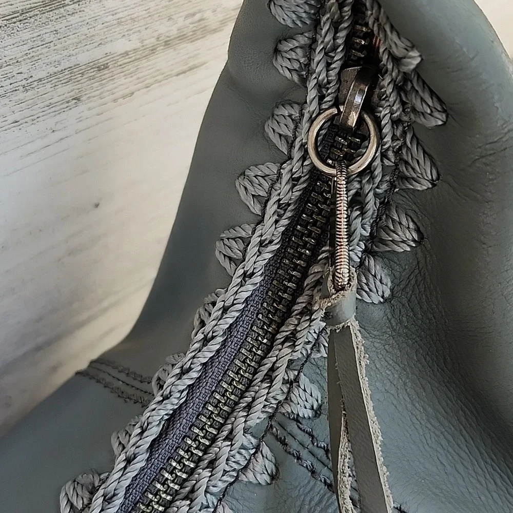 The Sak Grey Leather Hobo Bag with Tassel
